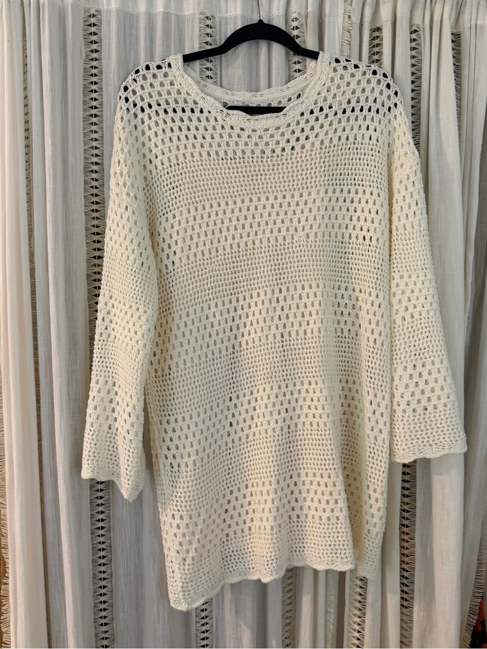 Women’s Cream Crochet Open-Knit Sweater
